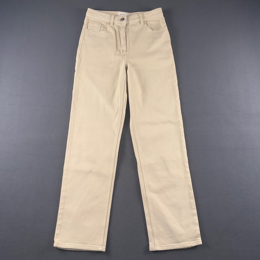 Wilfred Free Aritzia Straight Leg Jeans Cream Beige High Rise Size 2 92285